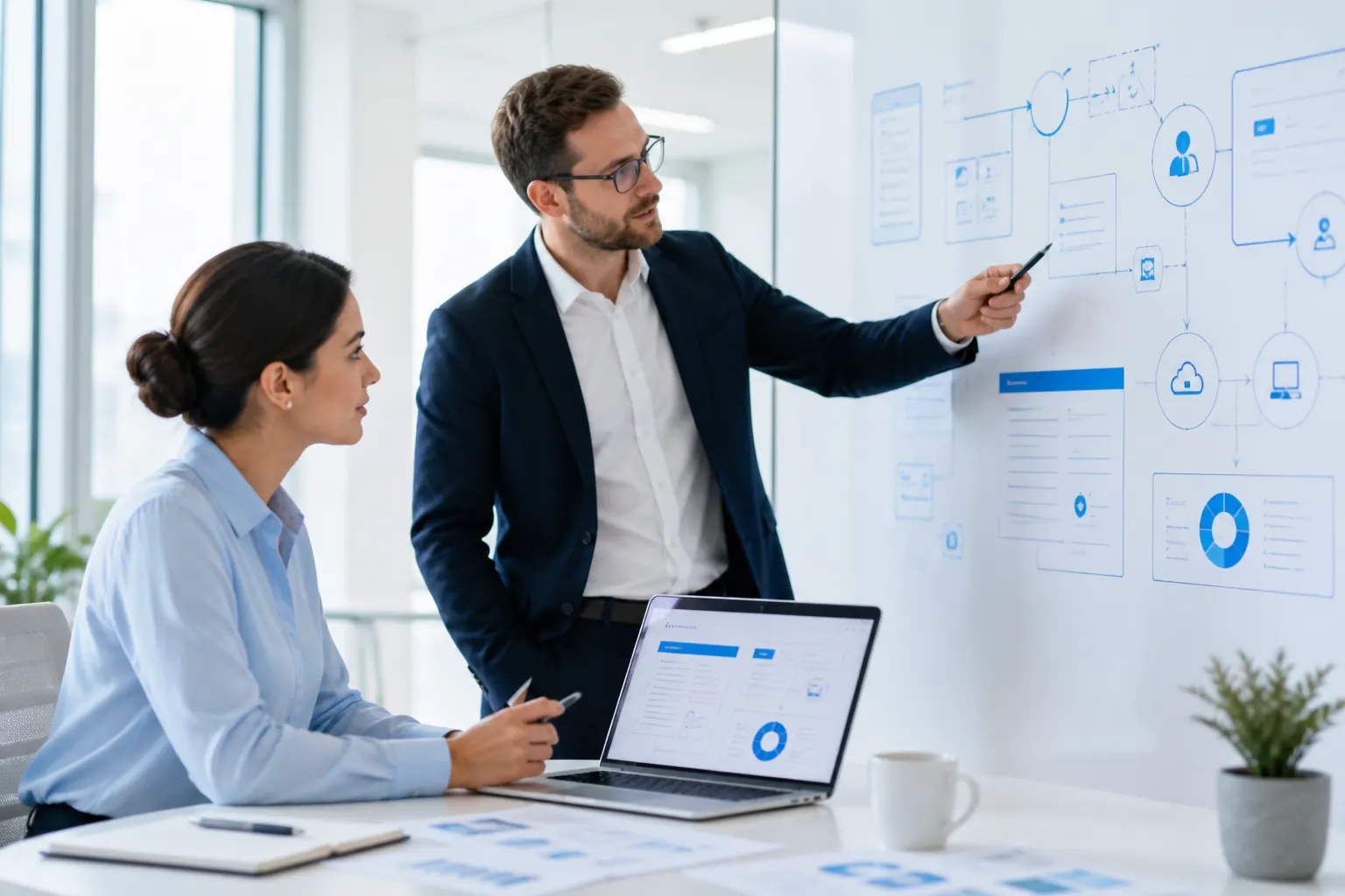 Technology consultant advising a client on product strategy